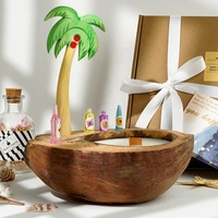 Vente en gros à la mode de bol de coquille de noix de coco fait à la main cire de soja cadeau créatif drôle bougies parfumées avec stylo et décoration
