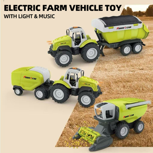 Voiture à friction en plastique, véhicule agricole de simulation avec effets lumineux et musicaux, modèle de moissonneuse-batteuse et de véhicule de transport pour enfants - Product Image 1