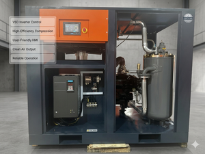 Compresseur d'air à vis KELAIDE 45 kW 16 bars, industriel fixe, double étage, refroidi par air, lubrifié, alimentation CA - Product Image 3