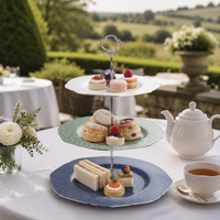 P&T HoReca Plateau à gâteaux 3 niveaux en porcelaine fine, léger et durable, avec support