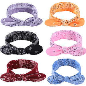 Nouveau gros accessoires féminins oreilles de lapin bandeau élastique noué fleur de cajou amibe conception fil bandeau élastique fixe - Product Image 1