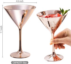 Verres à Martini 8 onces en cuivre moderne Verre à boire élégant en métal plaqué pour un cocktail d'<span class=keywords><strong>anniversaire</strong></span> de mariage - Product Image 2