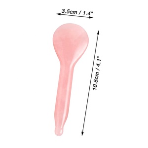 Gua <span class=keywords><strong>Sha</strong></span> Tools cucchiaio di quarzo rosa naturale pietra tradizionale cura sana Bian pietra cucchiai per occhi strumenti di massaggio in giada per Body SPA - Product Image 4