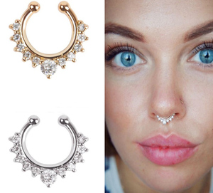 Su misura Reale placcato Oro sterling silver cz Non Piercing <span class=keywords><strong>naso</strong></span> setto anello - Product Image 2