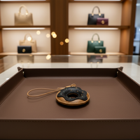 YUBO CUIR De Luxe À La Main Donut Sac Pendentif Français En Cuir De Chèvre Sac Charmes À La Main À Coudre En Cuir Donut Sac Suspendu Ornement