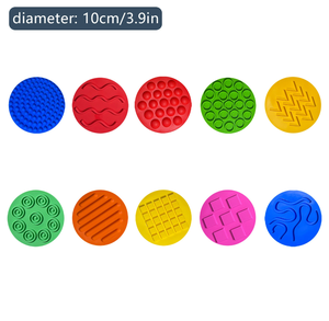 10 grands + 10 petits tapis de jeu en silicone pour exercices sensoriels précoces pour les jeunes, carreaux de sol sensoriels texturés assortis - Product Image 3