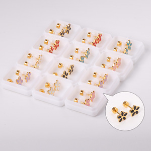 ต่างหูสตั๊ดรูปหัวใจดอกไม้แมลงปอสแตนเลสสตีลของขวัญสำหรับผู้หญิงเครื่องประดับ EA61770MSG - Product Image 4