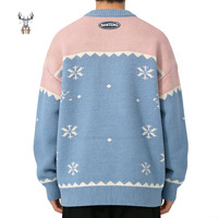 Pulls de Noël pour hommes Nanteng personnalisés en coton 100% avec motif tricoté Père Noël dansant, col rond, boutons, cardigan