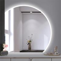 Grand miroir mural décoratif pour la maison, forme irrégulière, miroir intelligent à LED, demi-lune, grand écran tactile, miroir de salle de bain avec éclairage LED pour appartement