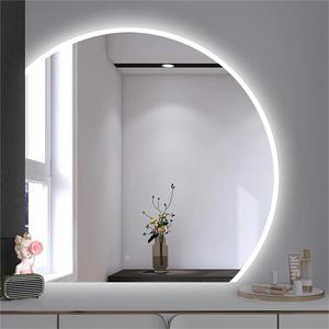 Grand miroir led mural de forme irrégulière, demi-lune, grand écran tactile intelligent, miroir de salle de bain avec rétro-éclairage