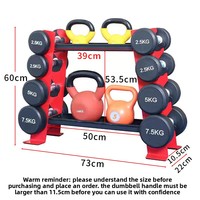 Support de Rangement Moderne pour Haltères et Kettlebells, Étagère de Gymnastique Intérieure Multifonction en Fer avec Cadre en Ciment, Noir