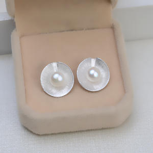 Colgante Grande de Concha Sólida de Plata S925 con Aretes de Perla, Bandeja de Accesorios para DIY 1385 de la Colección de Componentes de Joyería - Product Image 3