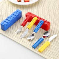Ensemble de couverts pour enfants en acier inoxydable avec boîte de rangement, fourchette, cuillère et couteau