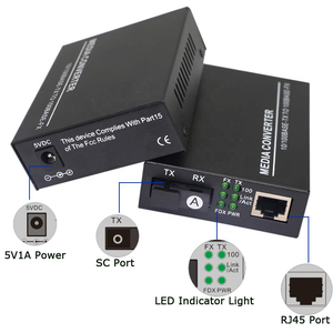 Sợi Ethernet phương tiện truyền thông chuyển đổi duy nhất-chế độ 10/100Base-TX để 100BASE-FX RJ45 để SC sợi thu phát lên đến 25km (1 cặp) - Product Image 2