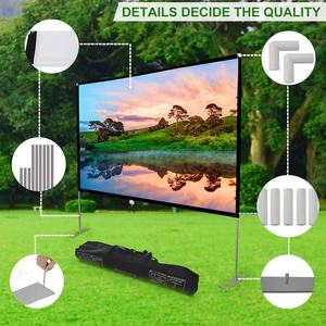 شاشة عرض محمولة مع حامل مقاس 100/120 بوصة، شاشة إسقاط 16:9 بدقة 4K عالية الوضوح للعرض الأمامي للأفلام مع حقيبة حمل - Product Image 3
