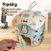 Tirelire en plastique de caractère de maison de lapin et de champignon mignon Tirelire populaire de dessin animé pour des caractéristiques amusantes et sûres de mot de passe d'enfants