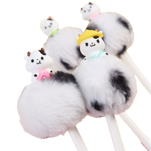 ปากกาลูกลื่นปากกาขนวัวสีดำและสีขาวน่ารัก - Product Image 2