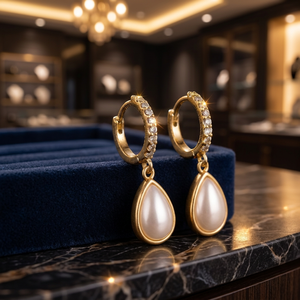 Pendientes de Aro Geométricos de Plata de Ley 925 Chapados en Oro con Ópalo en Forma de Gota, Minimalistas para Mujer, Uso Diario, Regalo para Fiesta - Product Image 3