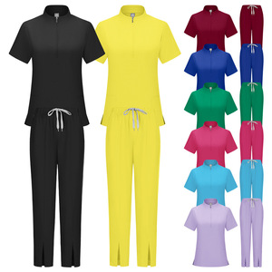 Dental <b>Scrub</b> Suit Women Short Sleeve Two Piece Set Moisture Wicking Stretch Uniform Hospital Workwear - Product Image 2