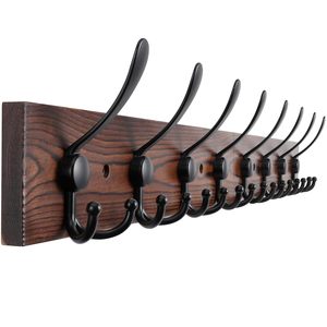 Grande Appendiabiti <span class=keywords><strong>da</strong></span> Parete Moderno a Due Livelli Ecologico con Pannello in Vero Legno per Conservare Vestiti e Borse - Product Image 1