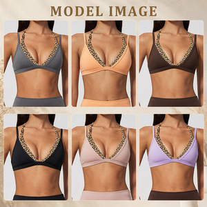 Completo Sportivo 2 in 1 per Donna, Reggiseno Sportivo Leopardato <span class=keywords><strong>a</strong></span> Strati, Top Traspirante con Colori Contrastanti, Abbigliamento per Palestra e Yoga - Product Image 2