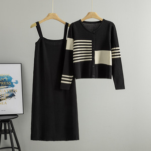 Conjunto de Vestido y Cárdigan de Punto para <span class=keywords><strong>Mujer</strong></span>, Primavera-Otoño 2026, Elegante Vestido de Punto sin Mangas, Conjunto de 2 Piezas - Product Image 3