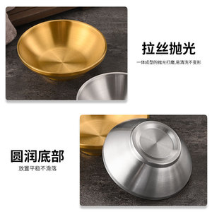 Bol de préparation alimentaire rond en acier inoxydable 304, argenté et doré, pour sauce soja, assaisonnement de fondue, collations coréennes et mélange de nouilles - Product Image 4