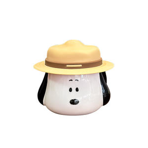 Snoopy Ceramic <b>Mug</b> 500Ml White With Lid Porcelain Animal Shape Kids Dining Cup Single Cup For Children And Girls - Product Image 1