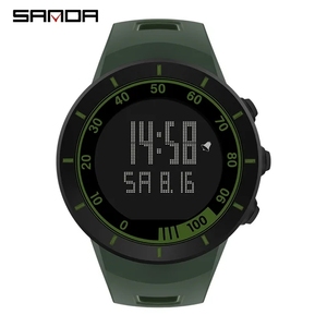 Montre homme <span class=keywords><strong>SANDA</strong></span> 9001, grand cadran rond, montre numérique LED de luxe, montres électroniques à bracelet, montres à double affichage - Product Image 3