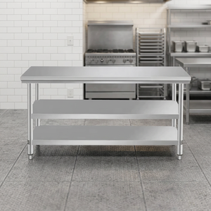 Mesa <span class=keywords><strong>de</strong></span> Trabajo <span class=keywords><strong>de</strong></span> Acero Inoxidable <span class=keywords><strong>de</strong></span> Grado Alimenticio con Patas <span class=keywords><strong>de</strong></span> Tubo Redondo para Uso Doméstico y Comercial, para un Manejo Seguro <span class=keywords><strong>de</strong></span> <span class=keywords><strong>Alimentos</strong></span> - Product Image 1