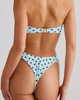 Maillot de bain bikini deux pièces à bretelles torsadées, coupe haute, motif pois bleu clair et marron, avec logo personnalisé OEM, directement de l'usine