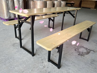 Ensemble table et banc robuste pour événements extérieurs, style pliable, couleur naturelle