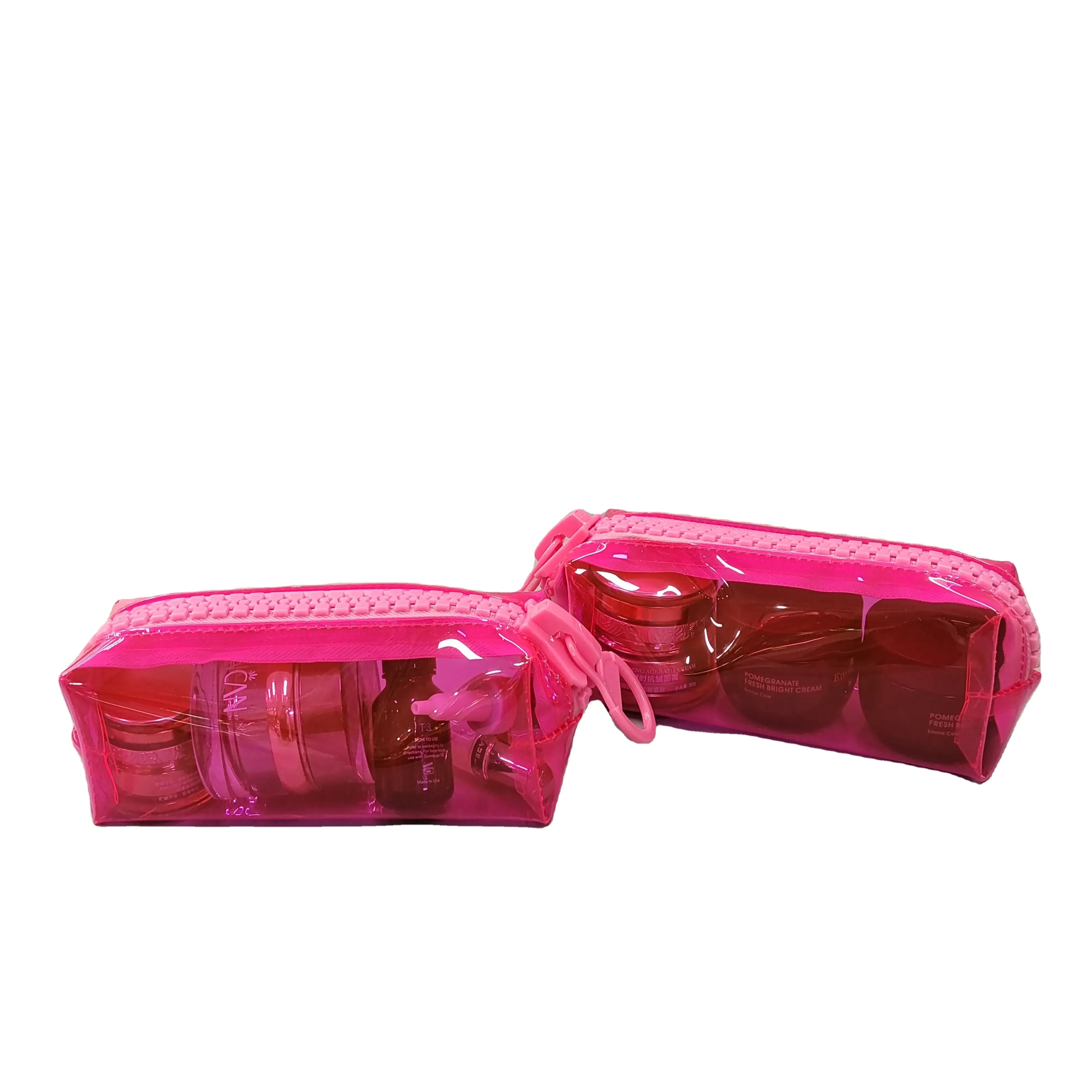 Custom Colorful Pencil Case Nylon Makeup Cosmetic Bag PVC Zipper Pen Bag Transparent Storage Pouch