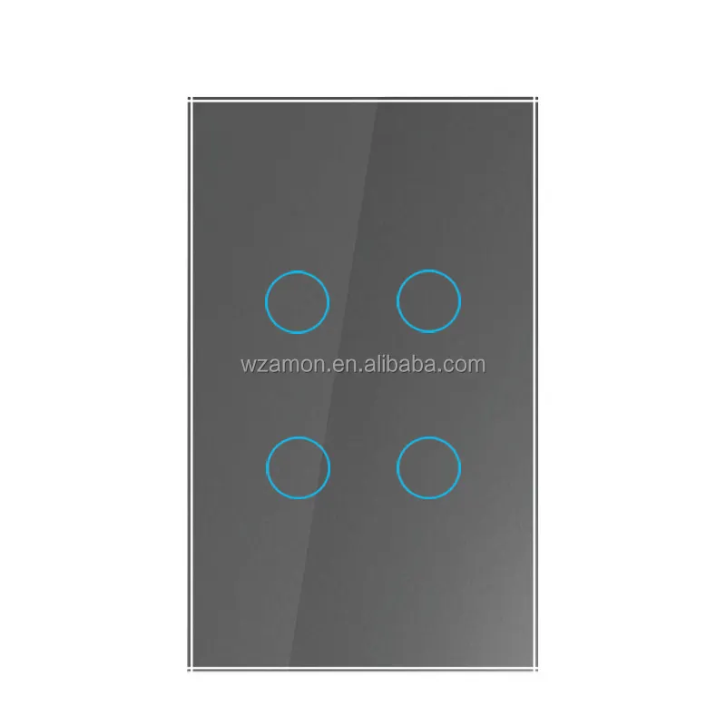 US Standard 1/2/3/4 Gang Glass Panel Smart Home Voice Control WiFi Wall Touch Smart Switch