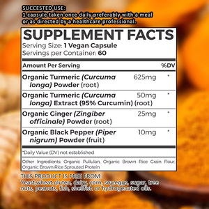 Capsules de curcuma bio personnalisées OEM avec gingembre et poivre noir pour stimuler le système immunitaire des adultes, non destinées aux femmes enceintes - Product Image 2