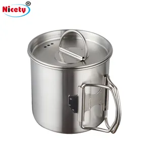 Nicety 12oz Stainless Steel Outdoor Cup Camping Travelling Light Mug With Food Grade Folding Handle And Lids