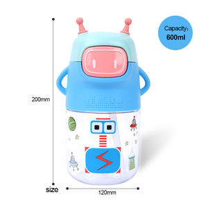 Vaso Infantil de 600 ml con Diseño de Dibujos Animados Personalizado, Correa de Agarre, Pajita de Grado Alimenticio, Resistente a Altas Temperaturas, Portátil, Recubierto de <span class=keywords><strong>PC</strong></span> - Product Image 2