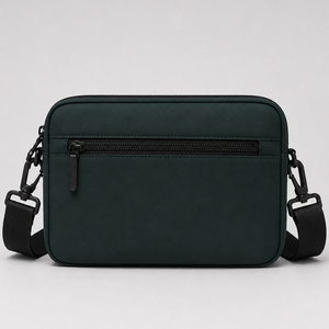 Sac bandoulière noir en cuir PU personnalisable, style minimaliste décontracté, sac messager, OEM ODM avec sangle réglable - Product Image 5