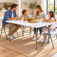 Table pliante en plastique HDPE rectangulaire, cadre en fer portable, gain de place, meubles de pique-nique et de camping en plein air