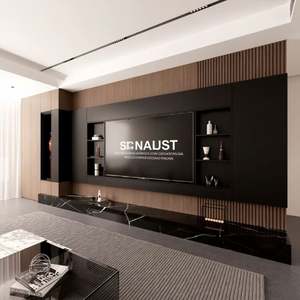 Reshaping Custom Design <b>Wood</b> Whole Wall Mounted Modern Living Room TV <b>Cabinet</b> with Large Capacity Storage - Product Image 1