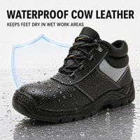Bottes de sécurité basses en cuir de vachette imperméables pour l'été, avec embout en acier, semelle intermédiaire en acier anti-perforation et semelle en PU double densité, pour usine