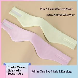 Maschera per Dormire Bifacciale 2-in-1 con Paraorecchie, Rinfrescante e Riscaldante, Copriocchi Oscurante per Tutte le Stagioni, Personalizzabile - Product Image 2