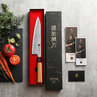 Nouveau couteau de chef Sharp Kitchen, 67 couches d'acier Damas, style japonais, manche octogonal en bois d'olivier et corne de buffle.
