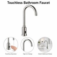 Robinet de lavabo automatique infrarouge sans contact à capteur, bec col de cygne mains libres pour salle de bain