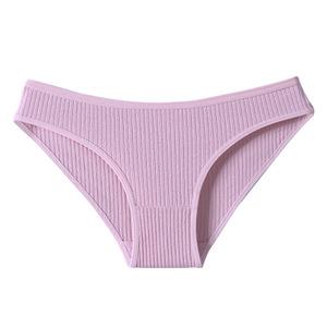 Culottes Bikini Côtelées en Coton pour Femmes, Couleur Unie, Taille Moyenne, Confortables, Sous-vêtements de Sport pour Femmes – Vente en Gros - Product Image 1