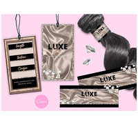 Logotipo de impresión personalizada de vinilo para mujer, extensiones de pelucas de marca DIY, paquete de cabello humano, envolturas y etiqueta adhesiva colgante