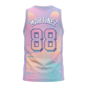Camiseta de Baloncesto Personalizada para Hombre, Transpirable, Resistente al Viento, Ecológica, de Poliéster, de Secado Rápido, Cuello en V, Malla sin Mangas, Impresión Sublimada - Product Image 6