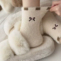 Chaussettes de nuit chaudes en fausse fourrure de vison tricotées thermiquement, motif dessin animé, confortables pour la maison, pour l'automne et l'hiver