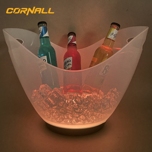 Xô Đá Rượu Bia Nhựa Acrylic In Logo Theo Yêu Cầu Có Đèn Led Hình Bầu Dục Tiệc Tùng Quán Bar KTV Chất Lượng Cao - Product Image 4