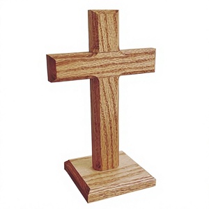 Escultura de Cruz de Madera AZ ENTERPRISES, Decoración Religiosa Rústica para el Hogar, Diseño Art Deco para Sala de Estar, Lavable - Product Image 1